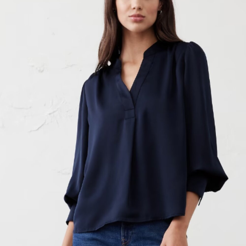 Banana Republic Crepe Volume Sleeve Blouse